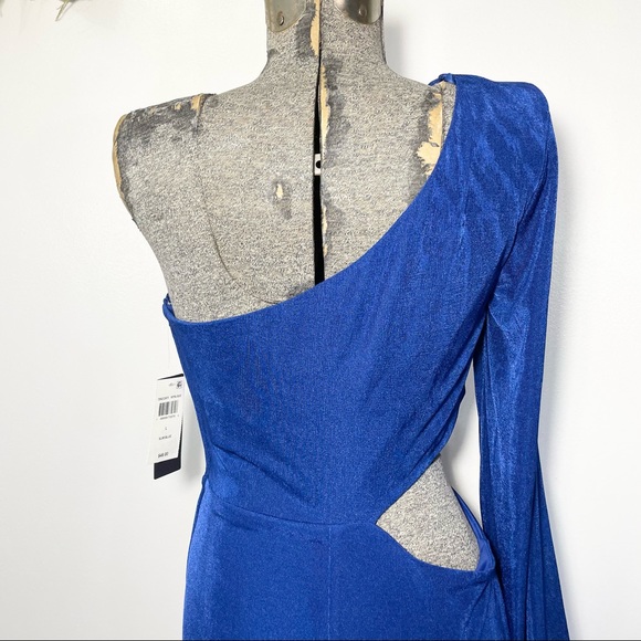 NWT Size large royal blue bodycon one shoulder cut out mini dress - Picture 7 of 10